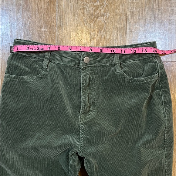 Saints & Hearts Green Extreme Flare Corduroy Pants Large L Distressed Hem EUC - Picture 11 of 13